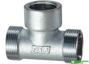 Raccordo cromato a "T" femmina d.3/4 con 2 monoconi d.24x19 FAR