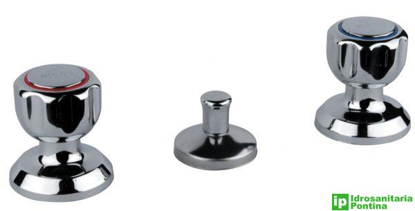 Batteria bidet 3 fori FIORE mod. ASTRO completo di piletta scarico automatico d.1"1/4