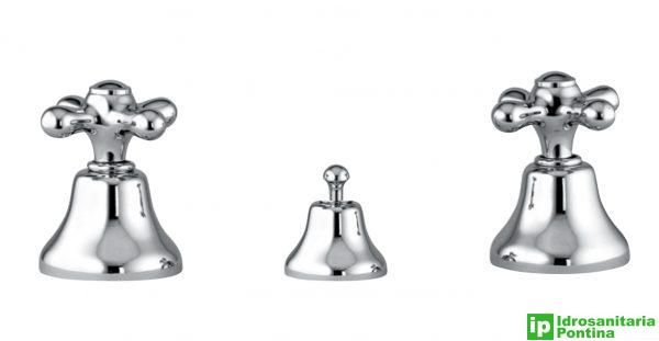 Batteria bidet 3 fori FIORE mod. MARGOT completo di piletta scarico automatico d.1"1/4