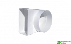 Riduzione curva a 90° tondo-rettangolo in pvc bianco da 60x120mm a d.100mm