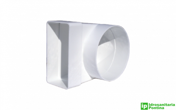 Riduzione curva a 90° tondo-rettangolo in pvc bianco da 60x120mm a d.100mm