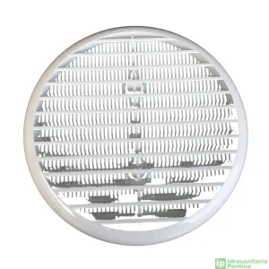 Griglia circolare in abs con molla di fIssaggio e rete anti-insetto per tubazioni da d.80mm a d.125mm