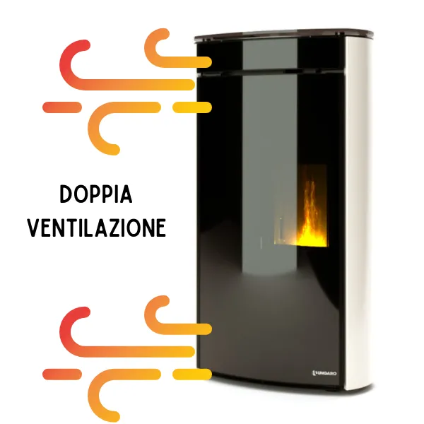 Stufa ventilata a pellet UNGARO mod. Fagiolo Plus Glass Air 10 Kw - immagine 2