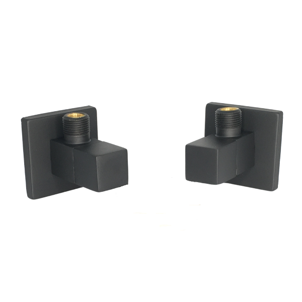 Coppia rubinetti d'arredo quadri sottolavabo ottone nero opaco d.1/2x3/8 mm
