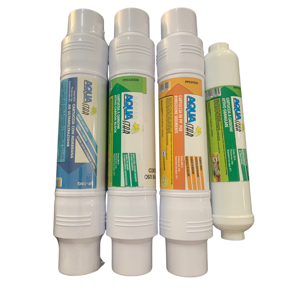 Set 4 cartucce di ricambio per ULTRAFILTRAZIONE A 4 STADI mod. AQUA ULTRA V2